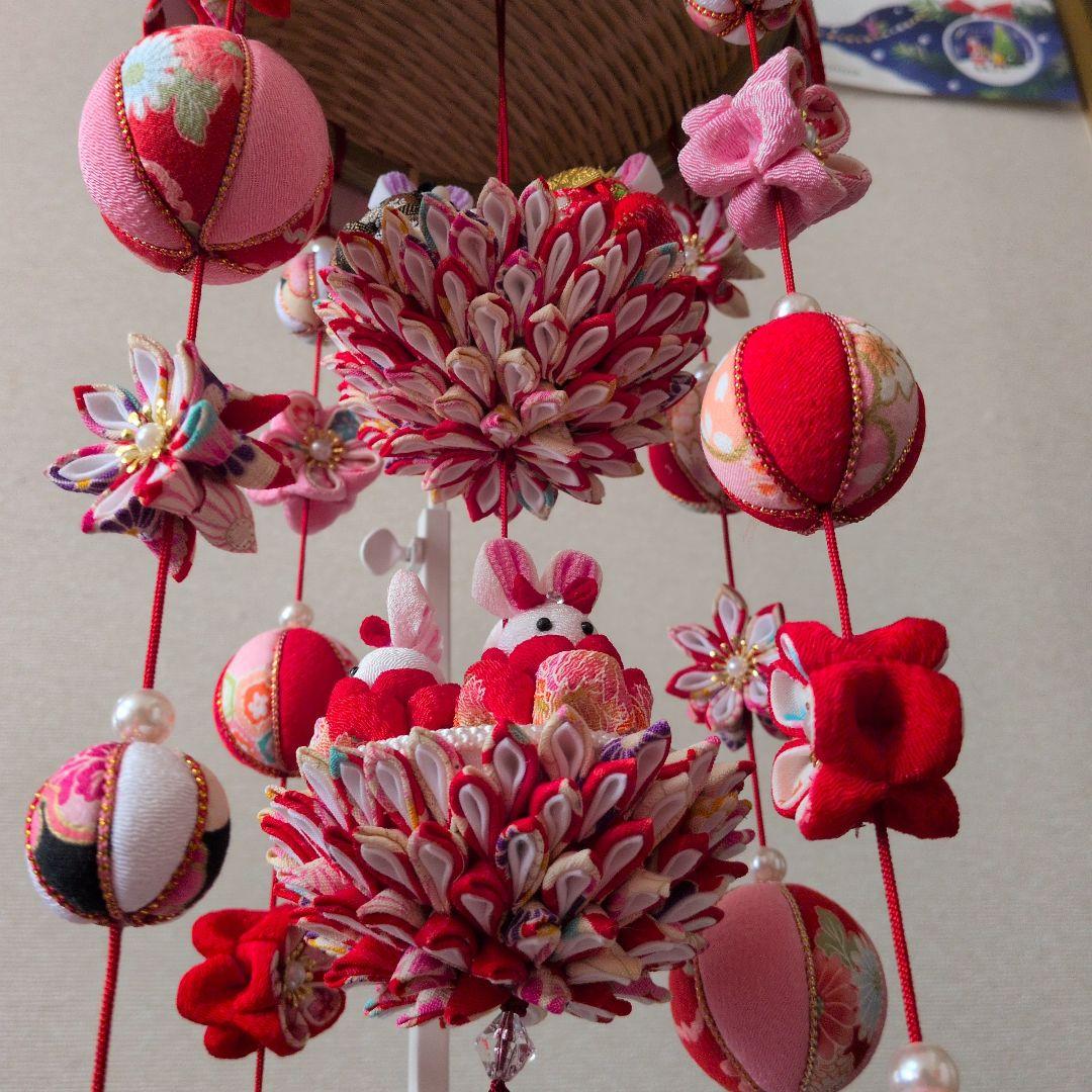 つまみ細工　吊るし雛　　　　　　お雛様　雛人形　赤系