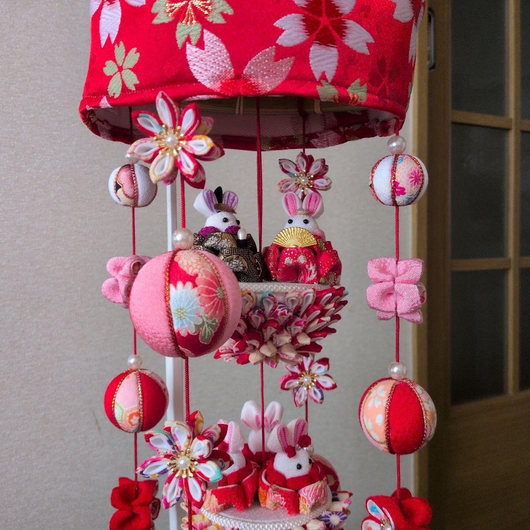 つまみ細工　吊るし雛　　　　　　お雛様　雛人形　赤系