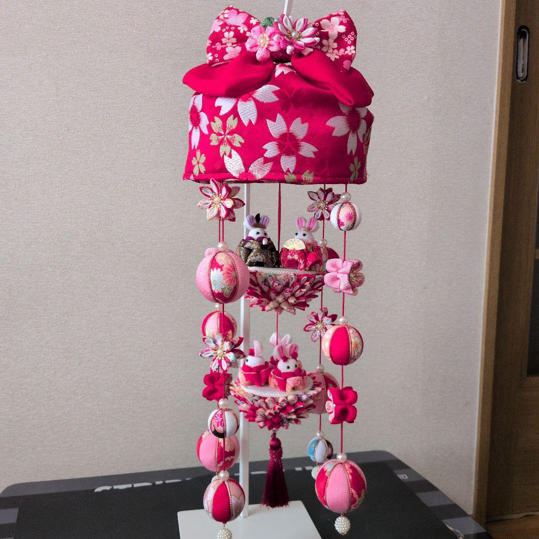 つまみ細工　吊るし雛　　　　　　お雛様　雛人形　赤系