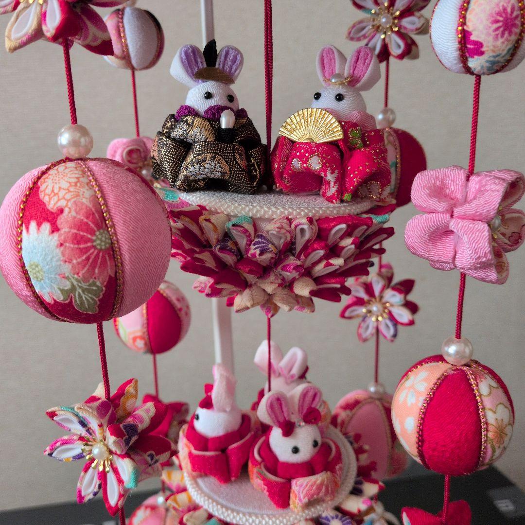 つまみ細工　吊るし雛　　　　　　お雛様　雛人形　赤系