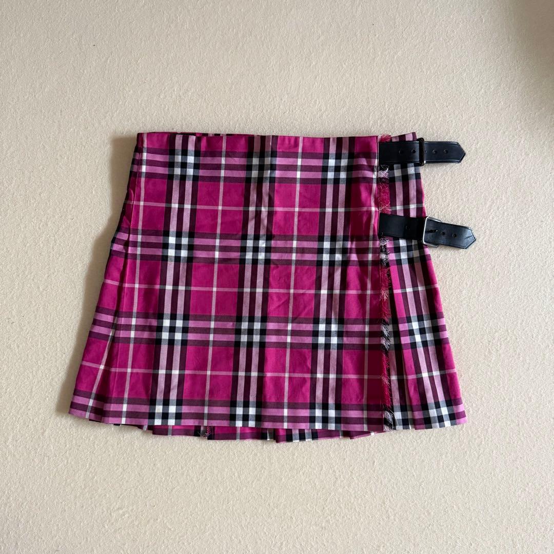 【美品】バーバリーロンドン プリーツスカート ノバチェック マゼンタピンク