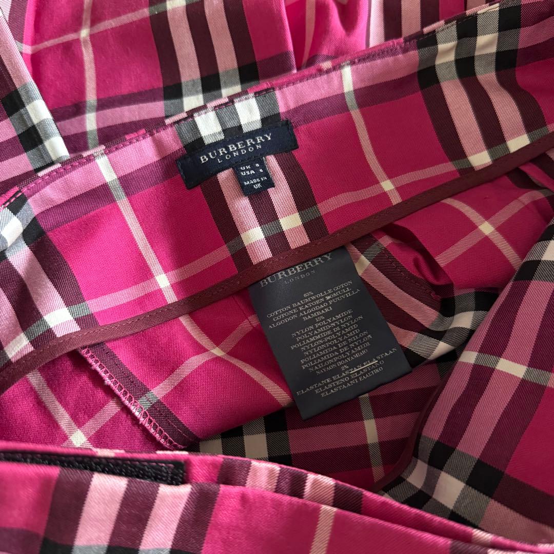 【美品】バーバリーロンドン プリーツスカート ノバチェック マゼンタピンク