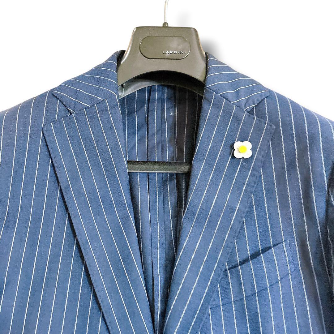 LARDINI スーツ セットアップ ネイビー ストライプ ウール イタリア製