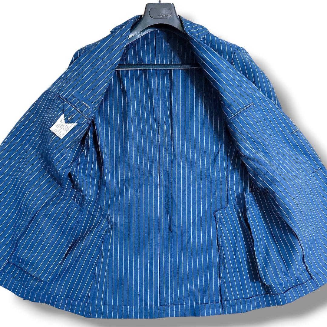LARDINI スーツ セットアップ ネイビー ストライプ ウール イタリア製