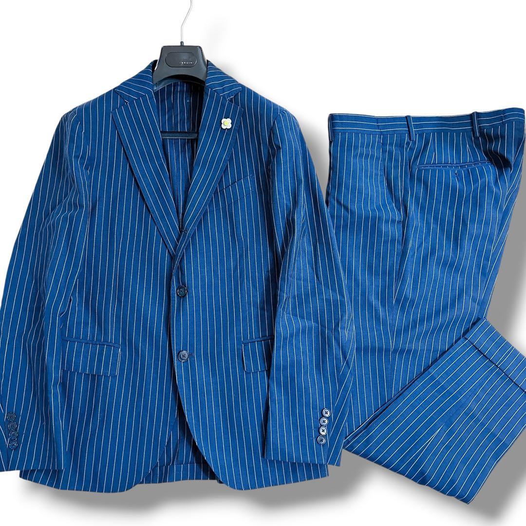 LARDINI スーツ セットアップ ネイビー ストライプ ウール イタリア製