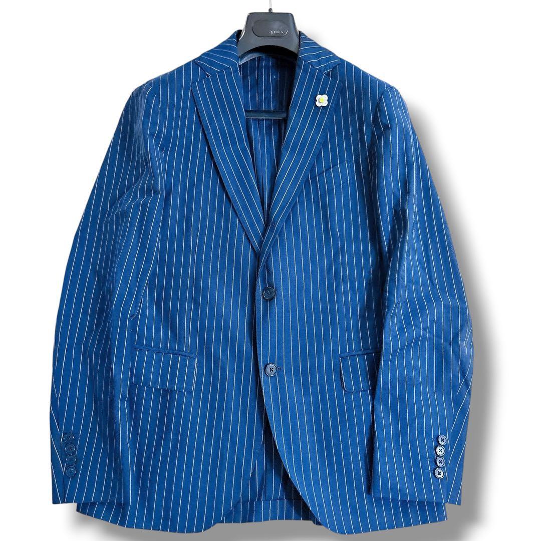 LARDINI スーツ セットアップ ネイビー ストライプ ウール イタリア製