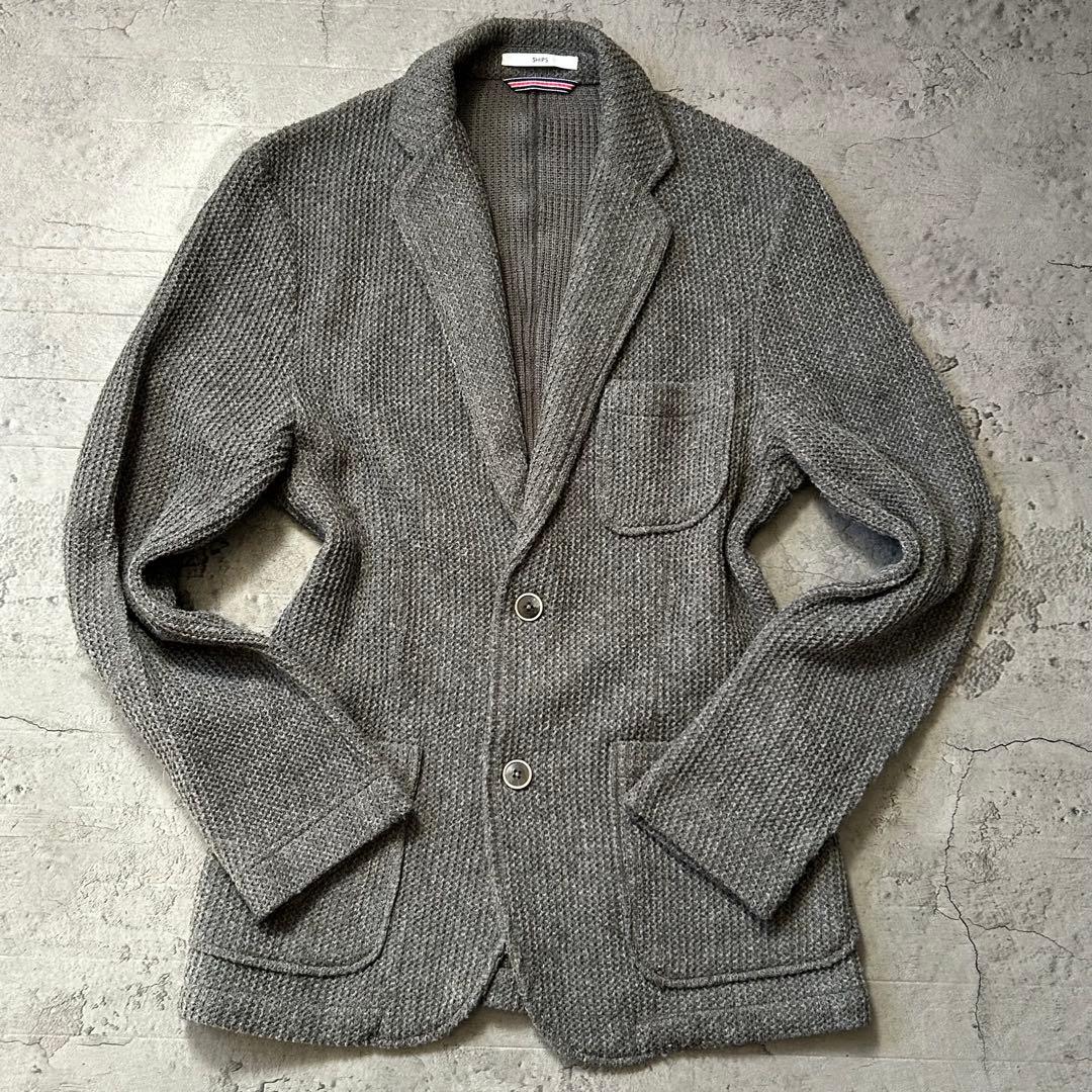 極美品 SHIPS アンコン XL ニット テーラードジャケット ジャガード