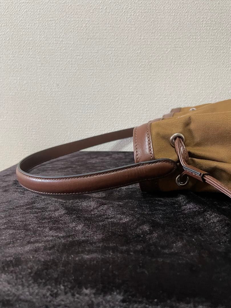 ブラウン キャンバス地　トートバッグ　ショルダーバッグ　コキーユ