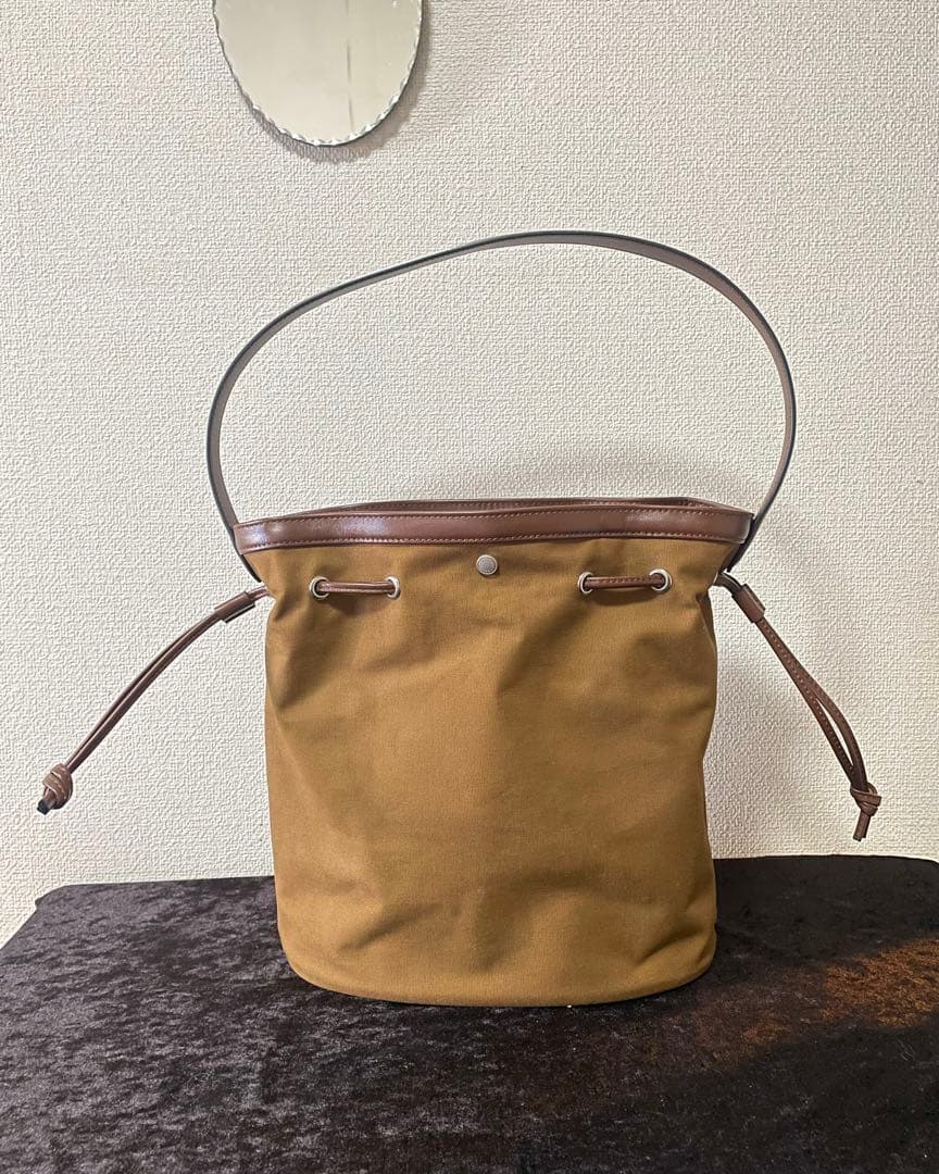 ブラウン キャンバス地　トートバッグ　ショルダーバッグ　コキーユ