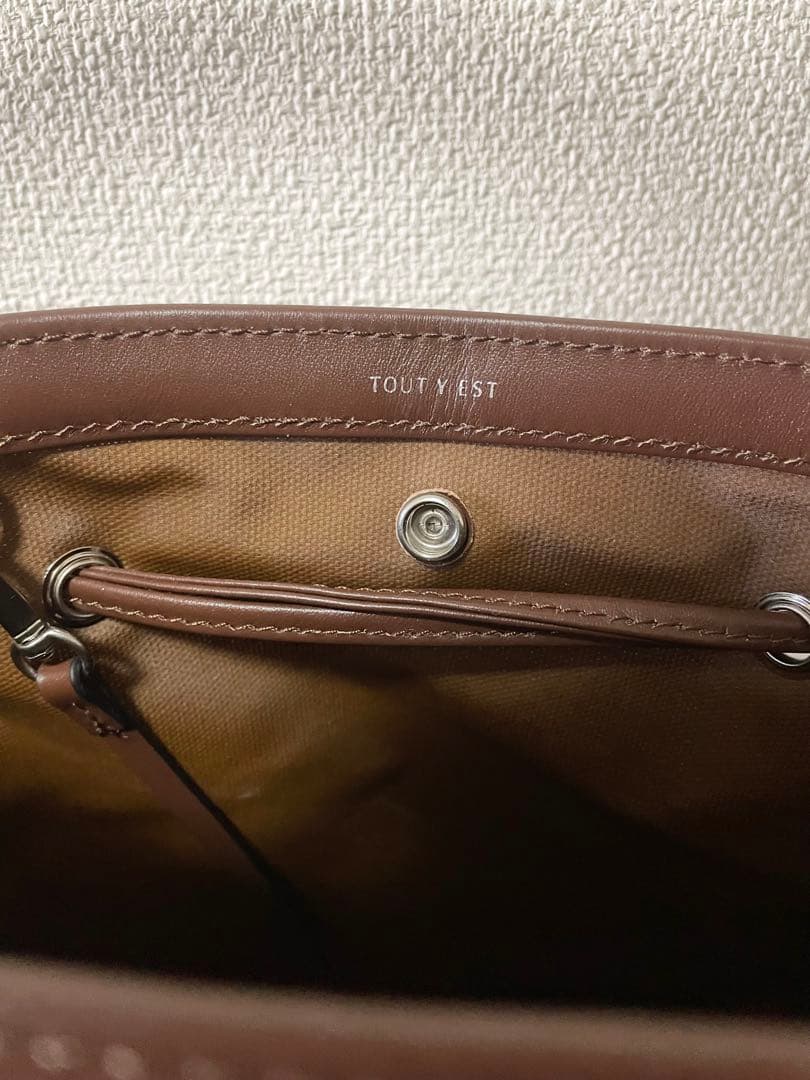 ブラウン キャンバス地　トートバッグ　ショルダーバッグ　コキーユ