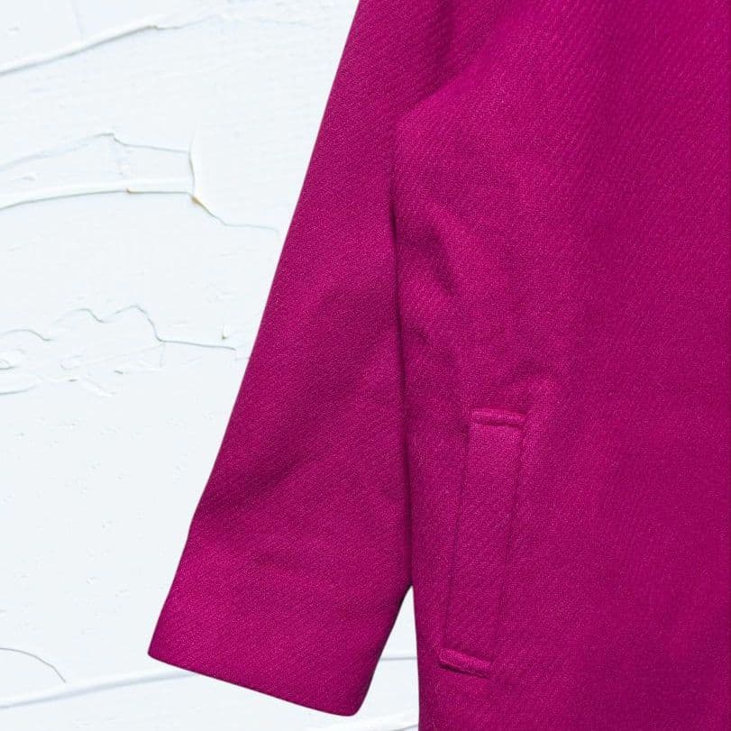 ❤新品❤AS KNOW AS大きいサイズ15号ウール混 丸首ジップコート濃ピンク