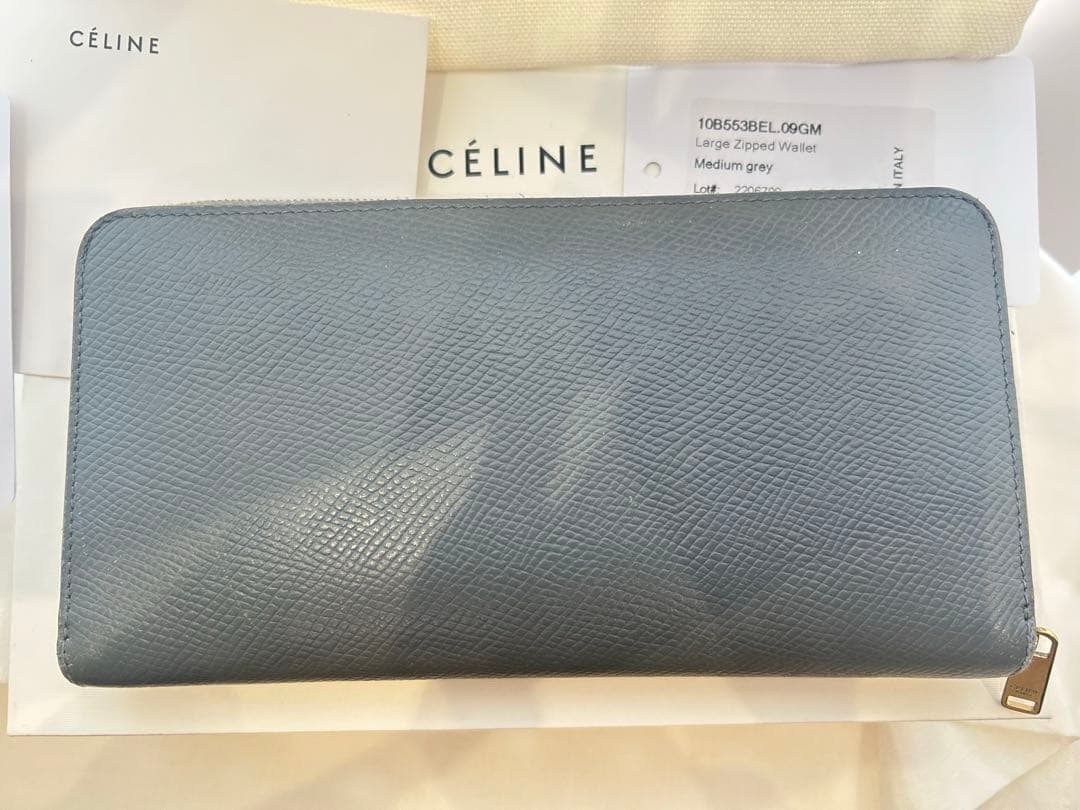 セリーヌ 長財布 ラージ ラウンドジップ グレー