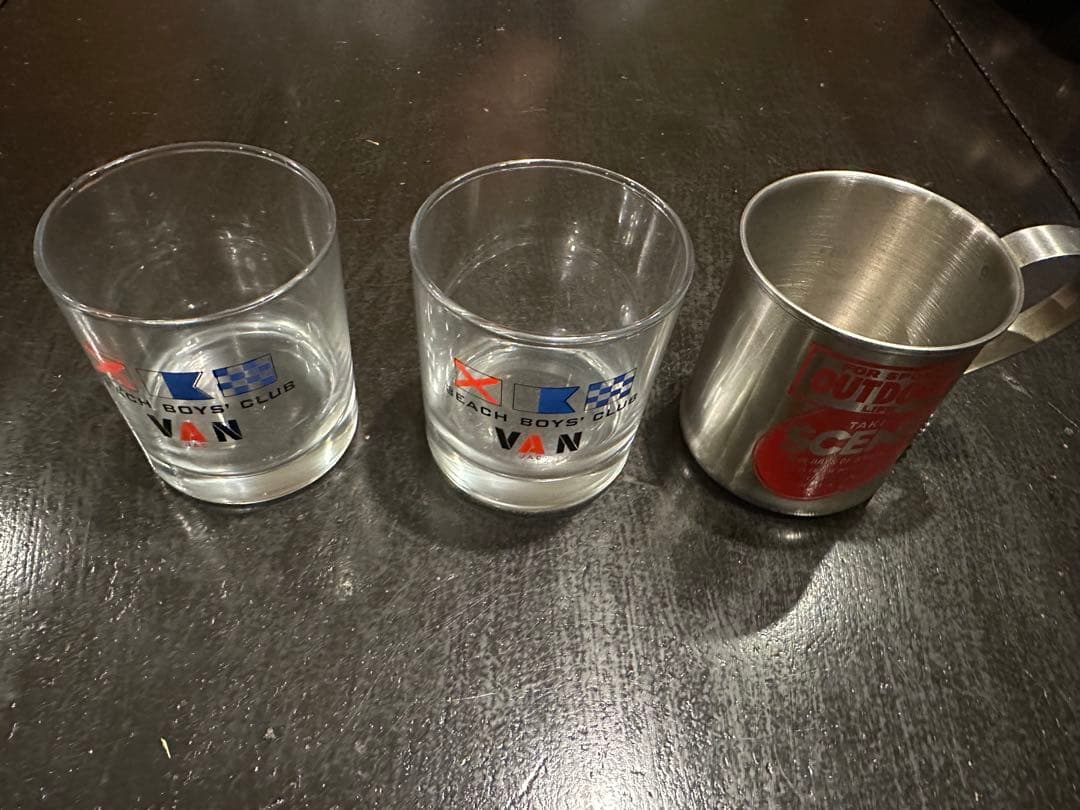 ★まりも★VAN ダークグリーントレー、グラス2個、マグ1個セット