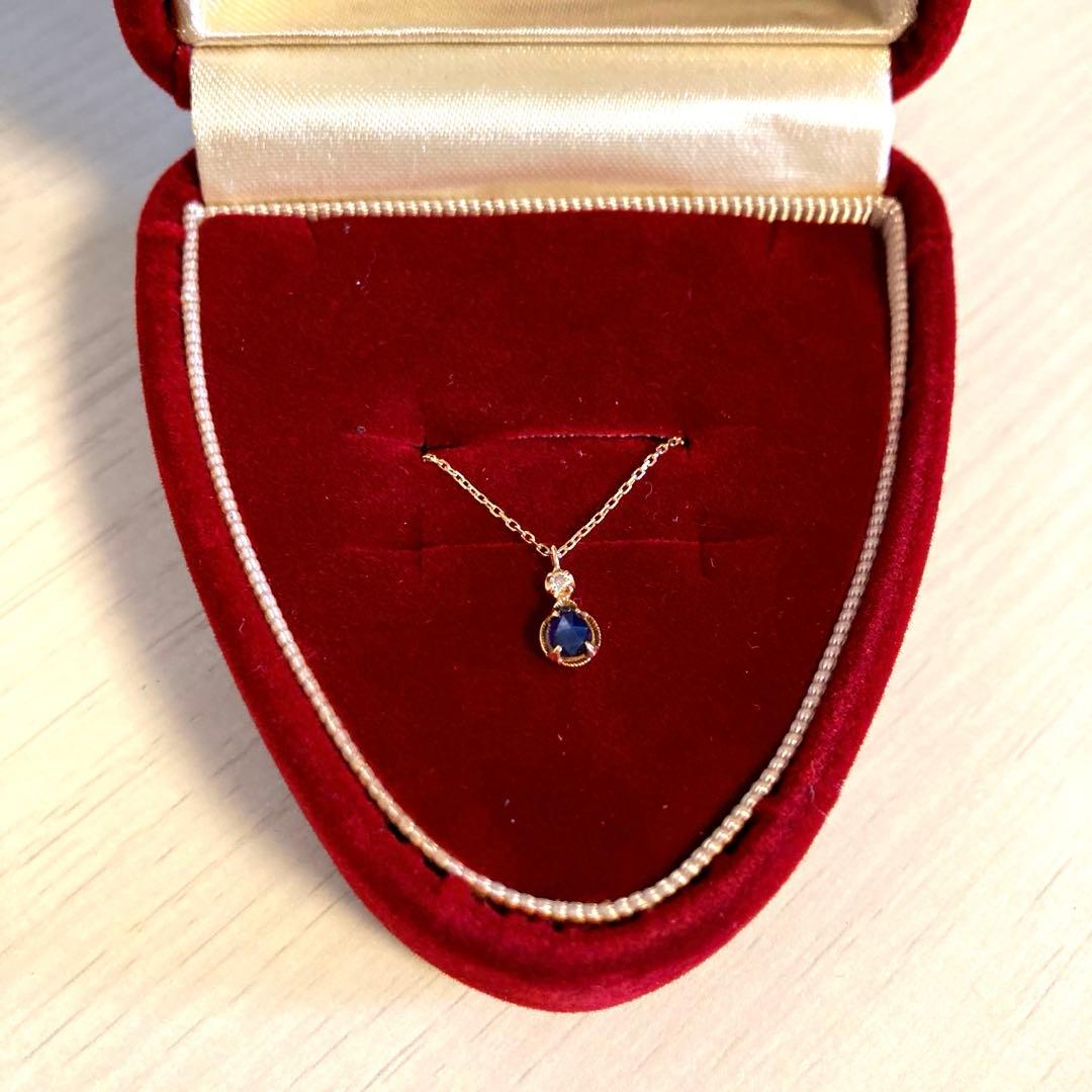 お値下げ　agete　サファイア、ダイアネックレス10k