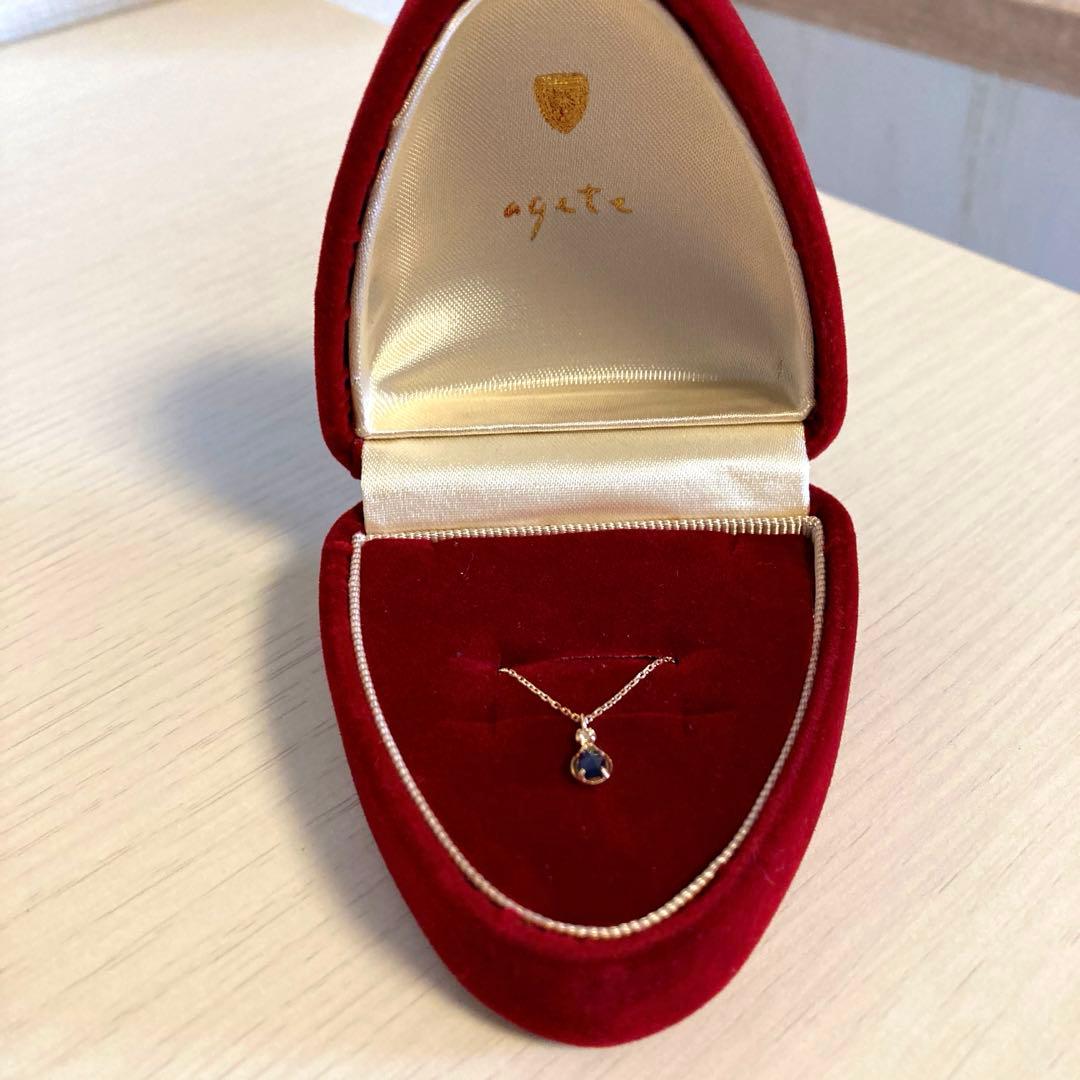 お値下げ　agete　サファイア、ダイアネックレス10k