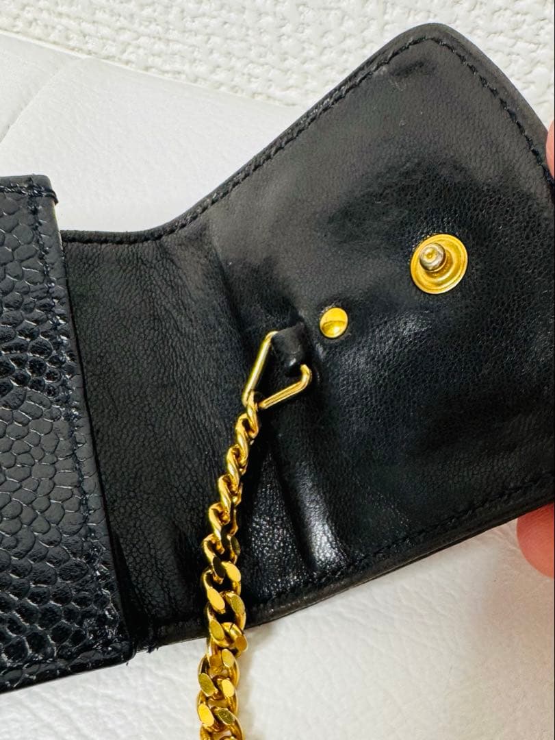 【値下げ希少】CHANEL シャネルキャビア スキン キーチェーン ケース