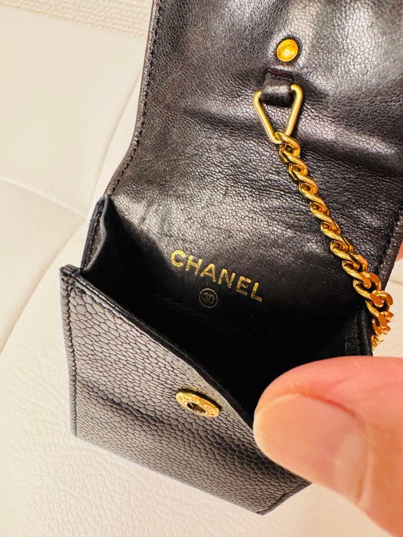 【値下げ希少】CHANEL シャネルキャビア スキン キーチェーン ケース