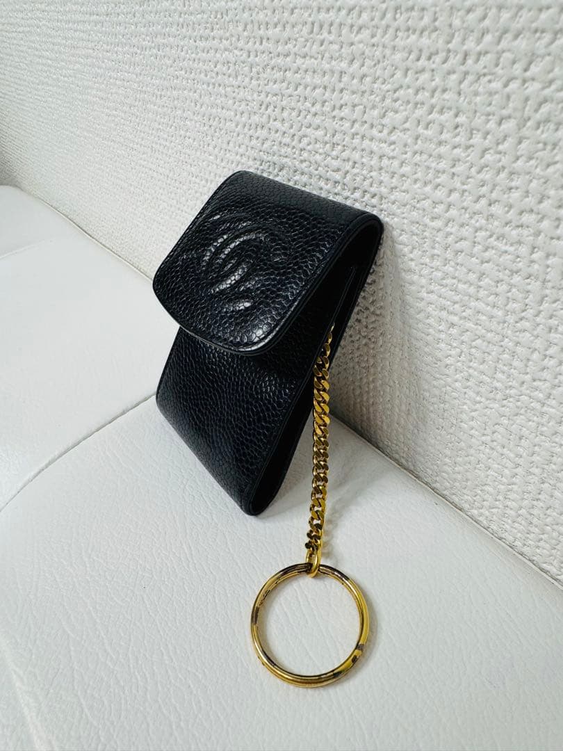 【値下げ希少】CHANEL シャネルキャビア スキン キーチェーン ケース