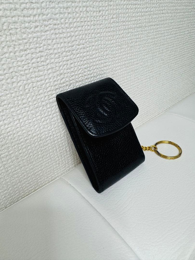 【値下げ希少】CHANEL シャネルキャビア スキン キーチェーン ケース