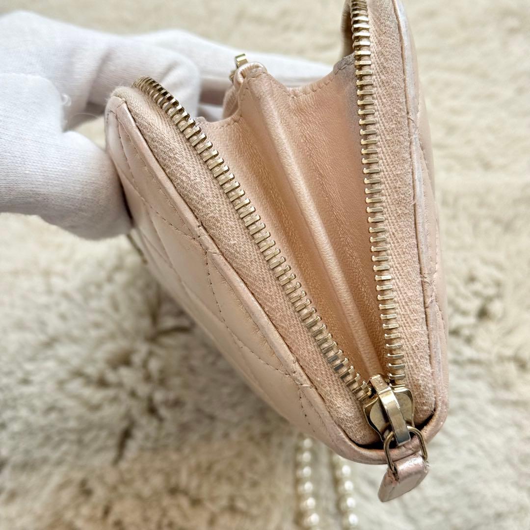 ゆずCHANEL キルティング レザー 長財布 パールピンクベージュ