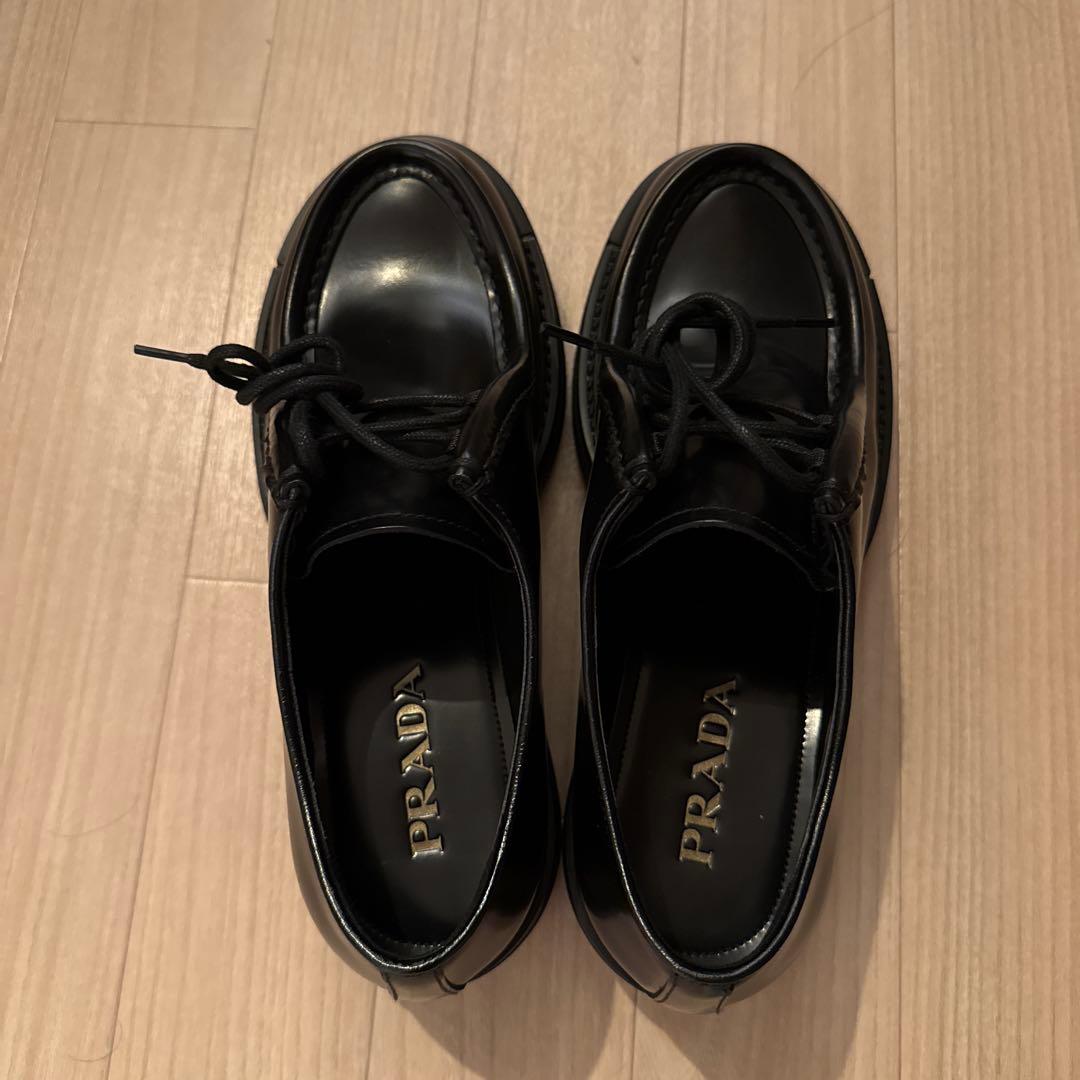 PRADAダイアパソンブラッシュドレザーレースアップシューズ UK8/27cm