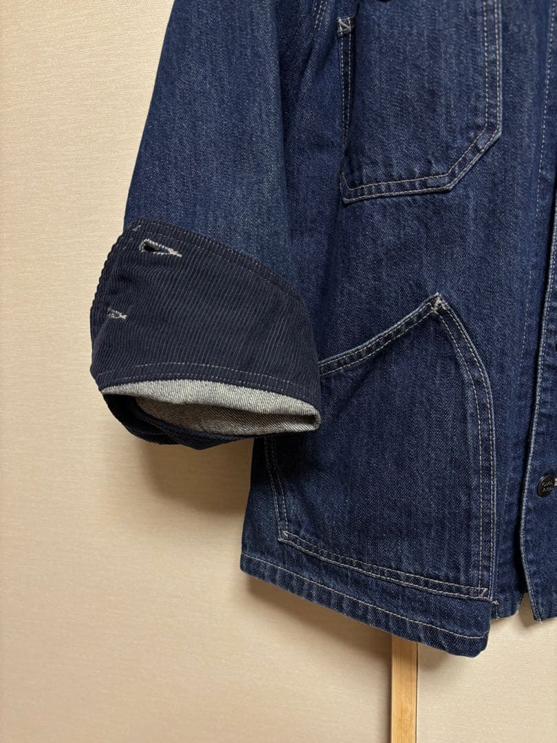 ニコアンド 2022AW デニムワークジャケットノーカラーブルゾン