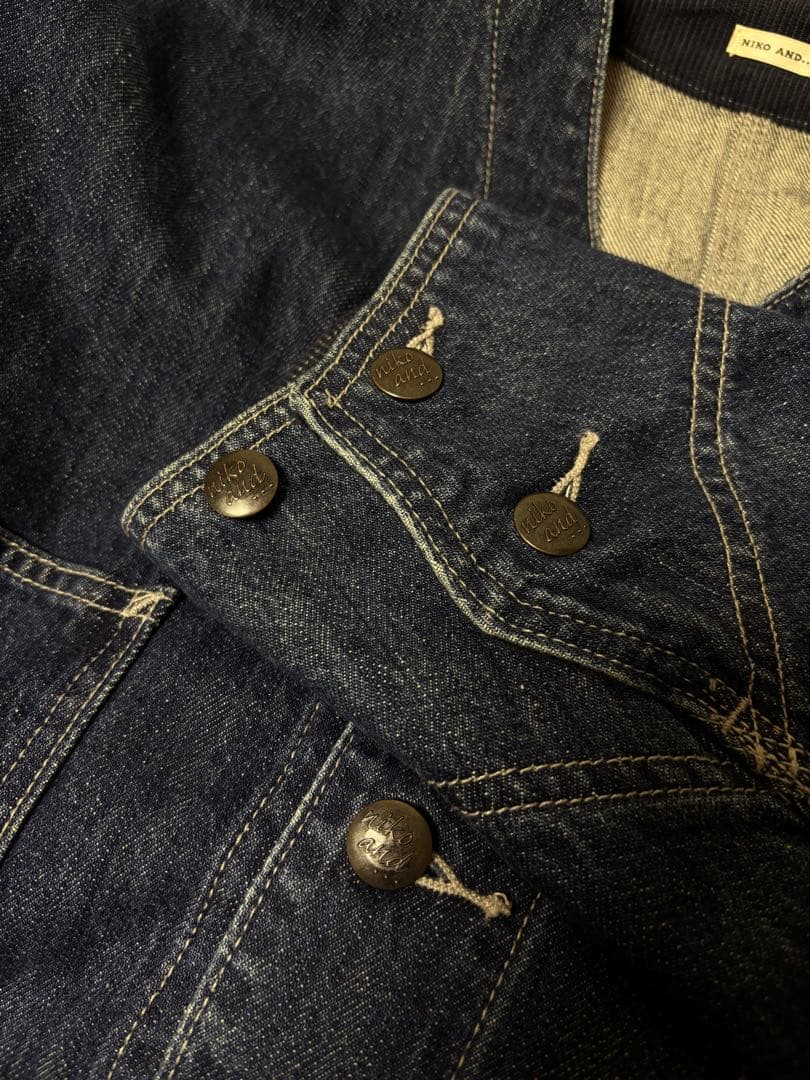 ニコアンド 2022AW デニムワークジャケットノーカラーブルゾン