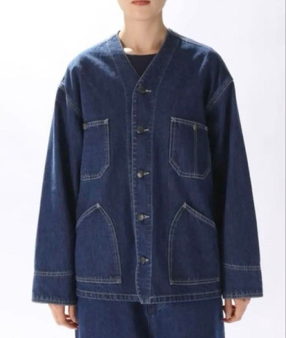 ニコアンド 2022AW デニムワークジャケットノーカラーブルゾン