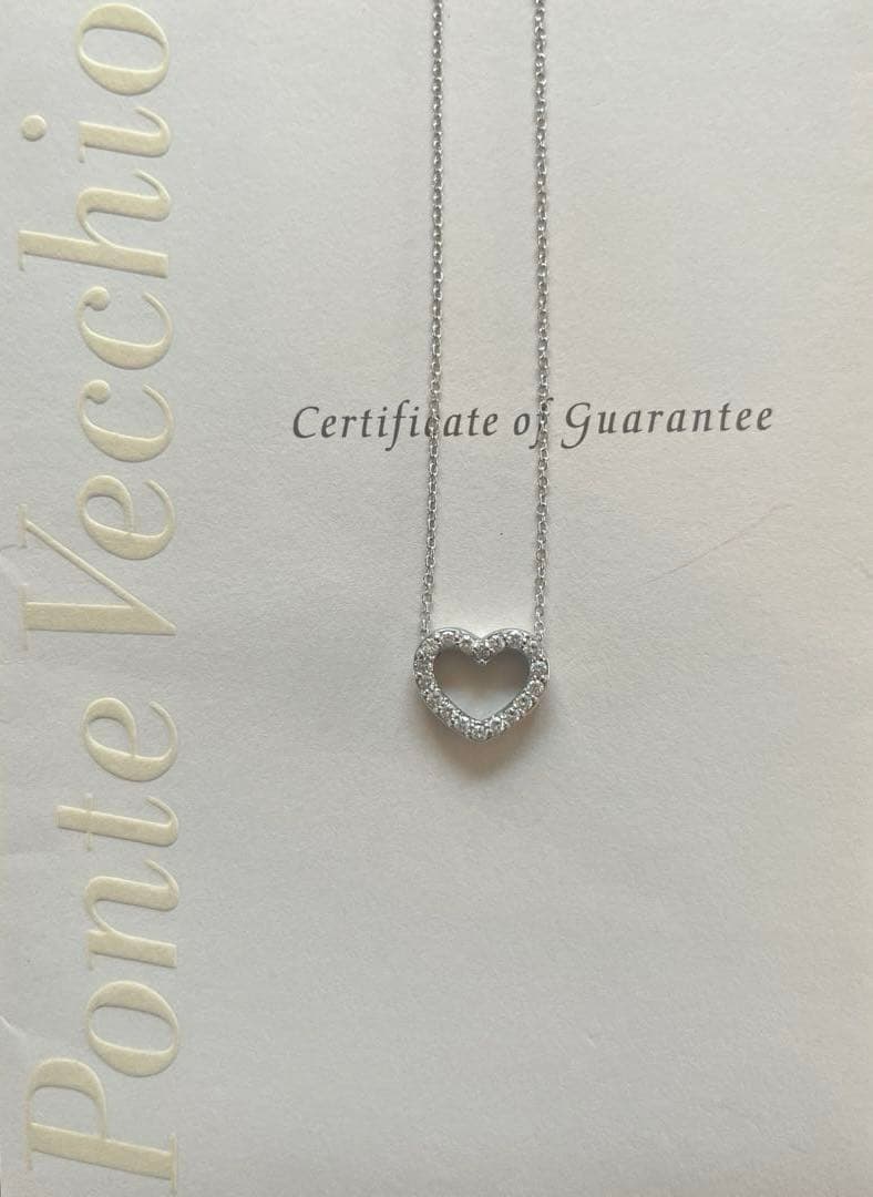 ポンテベッキオ ダイヤモンドハートネックレス K18WG 保証書付き