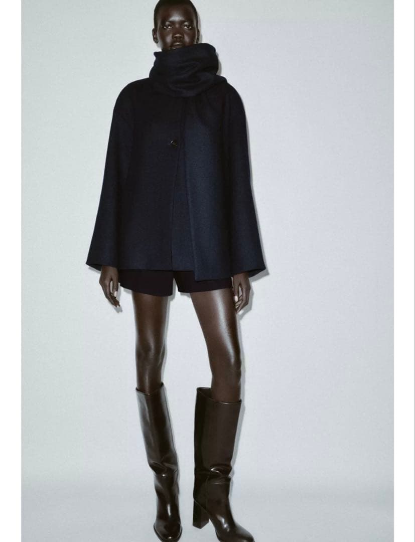 Zara ウールショートスカーフコート　M