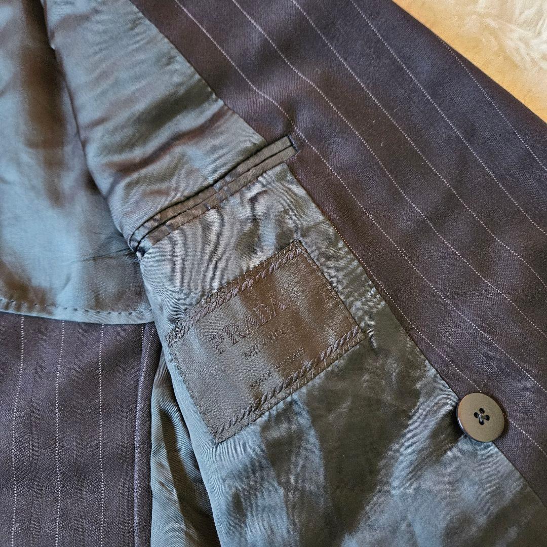 【PRADA】美品 プラダ イタリア製 ダブルスーツ ストライプ 50R