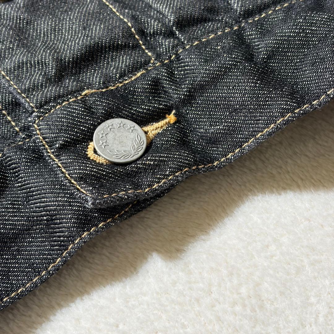 ハンズオブクリエイション　リネン デニム ノーカラージャケット　Gジャン　黒