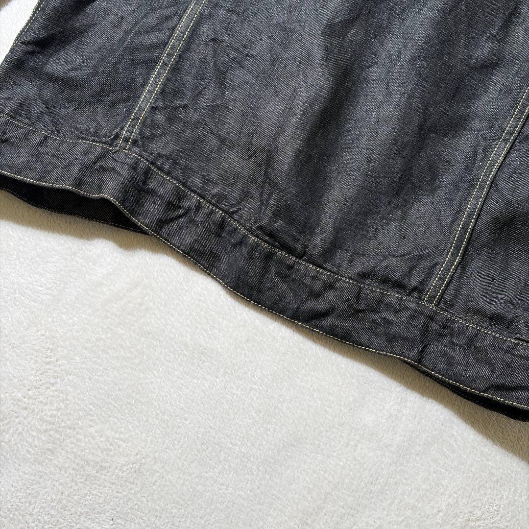 ハンズオブクリエイション　リネン デニム ノーカラージャケット　Gジャン　黒