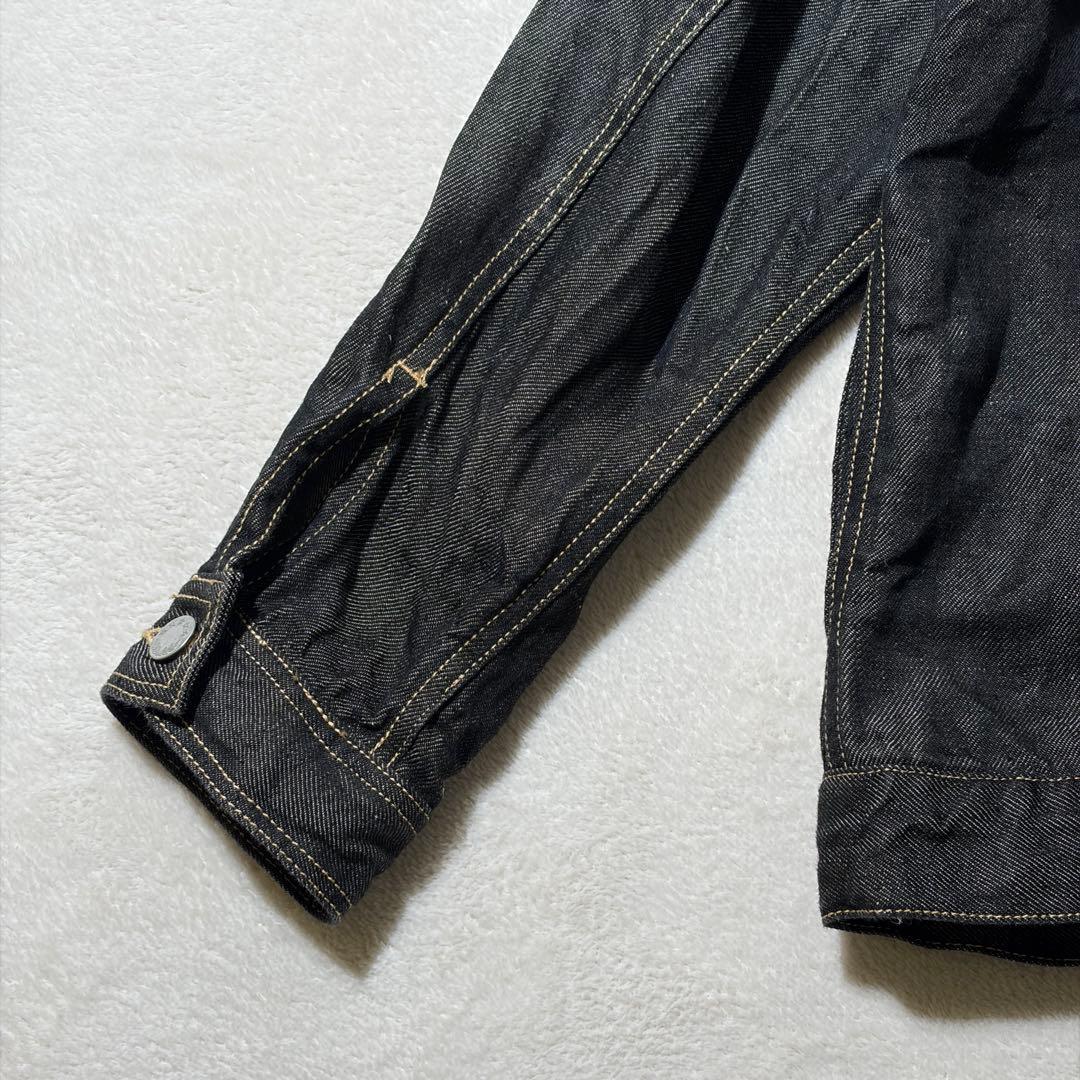 ハンズオブクリエイション　リネン デニム ノーカラージャケット　Gジャン　黒