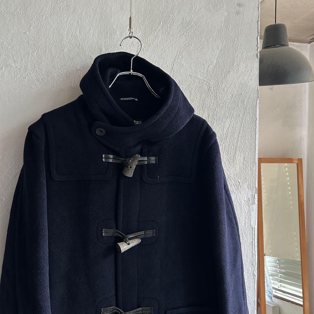 英国製 INVERTERE ヘリンボーン ダッフルコート ネイビー M
