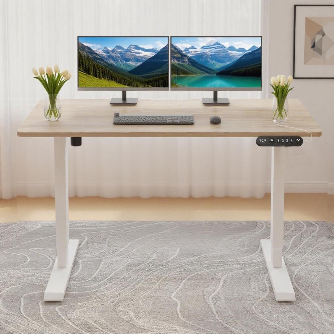 新品 未開封／Radlove 電動 昇降式 デスク／オーク×ホワイト