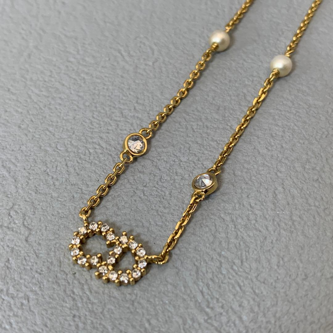 極美品 現行品 ディオール DIOR ネックレス パール ラインストーン