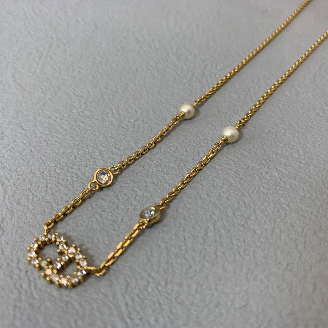 極美品 現行品 ディオール DIOR ネックレス パール ラインストーン
