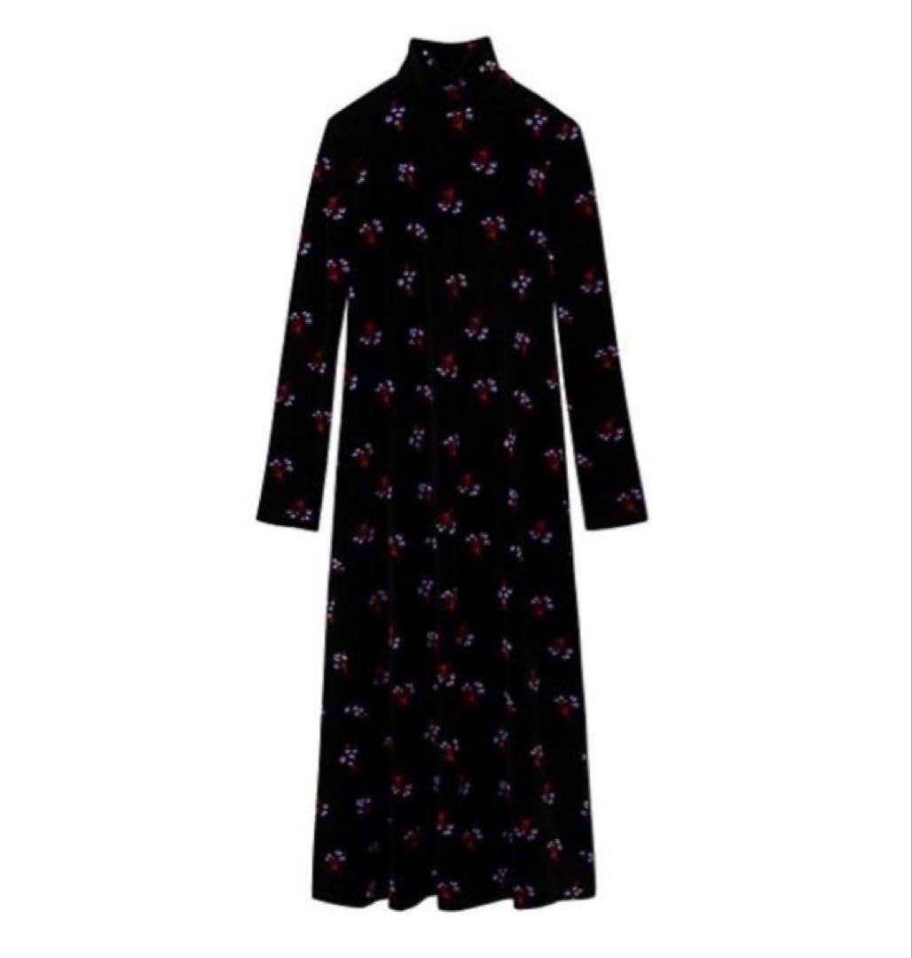 ワンピース Floral Velour Jacquard High Neck Dress