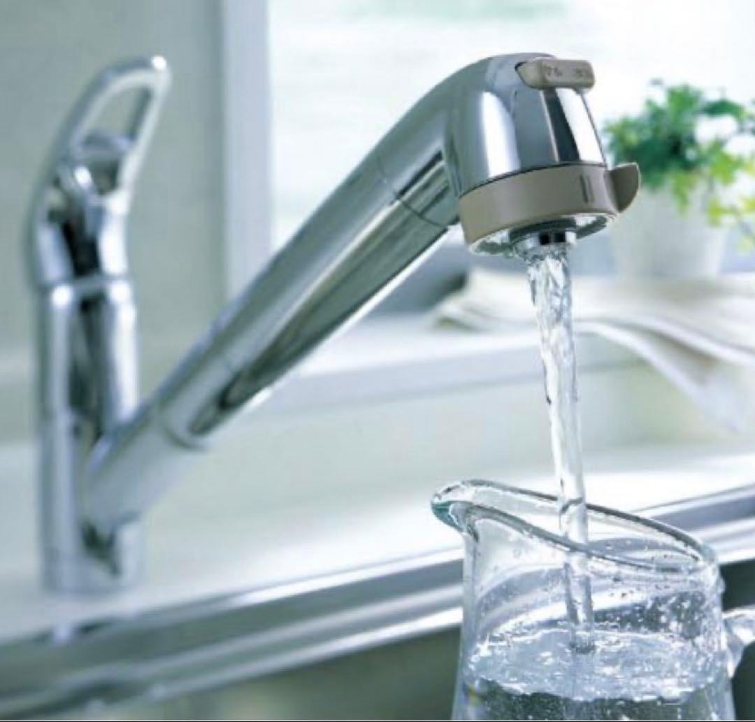 新品　サンエイシングル浄水器付ワンホールスプレー混合栓　K87680TJV