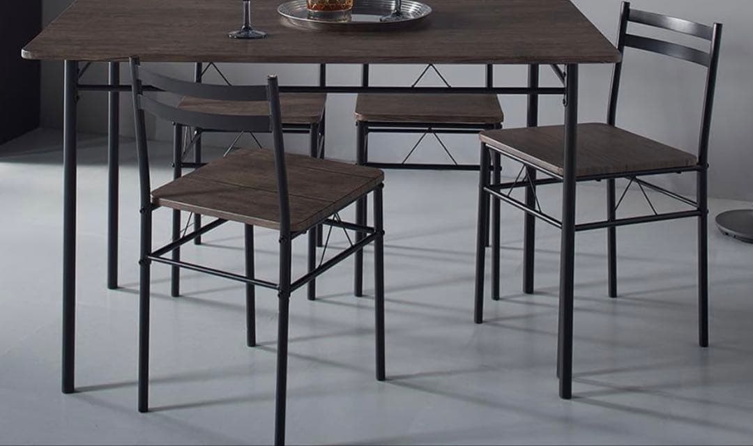 【新品】ダイニングチェア ダークブラウン 木製座面　4脚セット