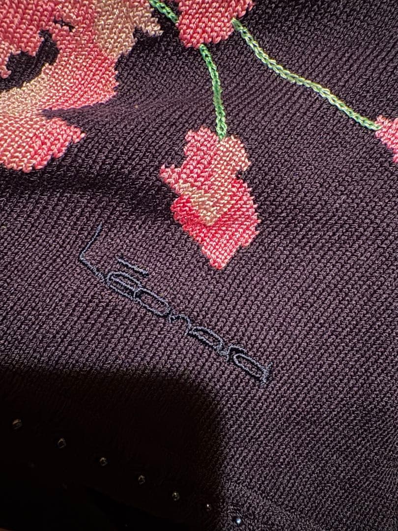 LEONARD FASHION レオナール 花柄 ニットソー カットソー 紺