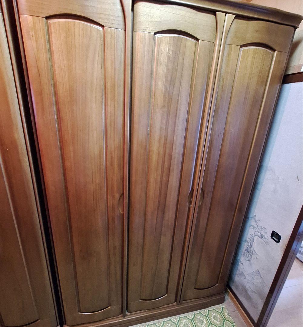 天然木洋服タンス収納クローゼット3扉 婚礼タンス ワードローブ