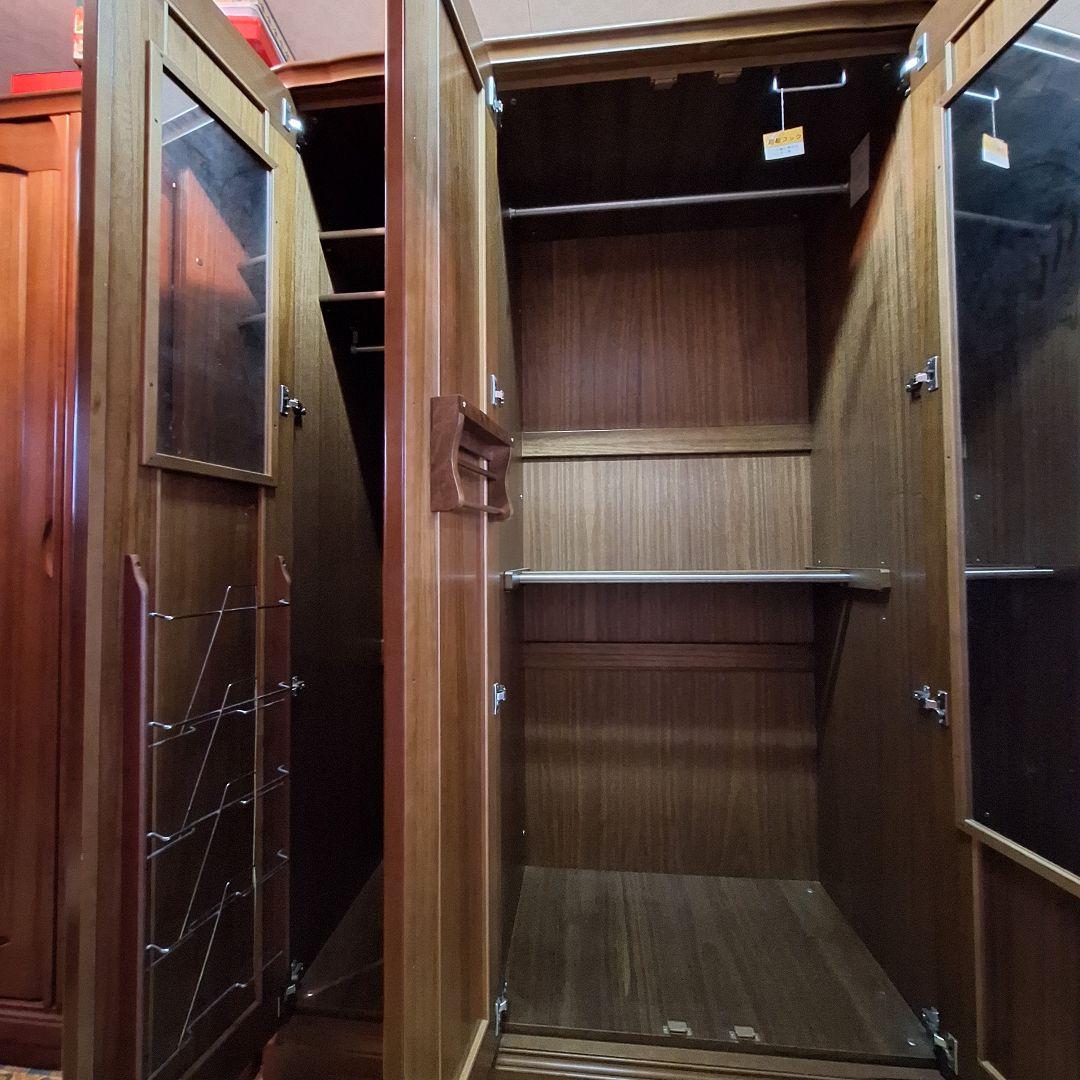 天然木洋服タンス収納クローゼット3扉 婚礼タンス ワードローブ