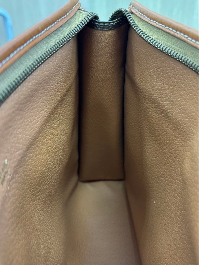 美品 CELINE セリーヌ マカダム クラッチバッグ ブラウン PVC