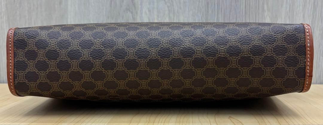 美品 CELINE セリーヌ マカダム クラッチバッグ ブラウン PVC