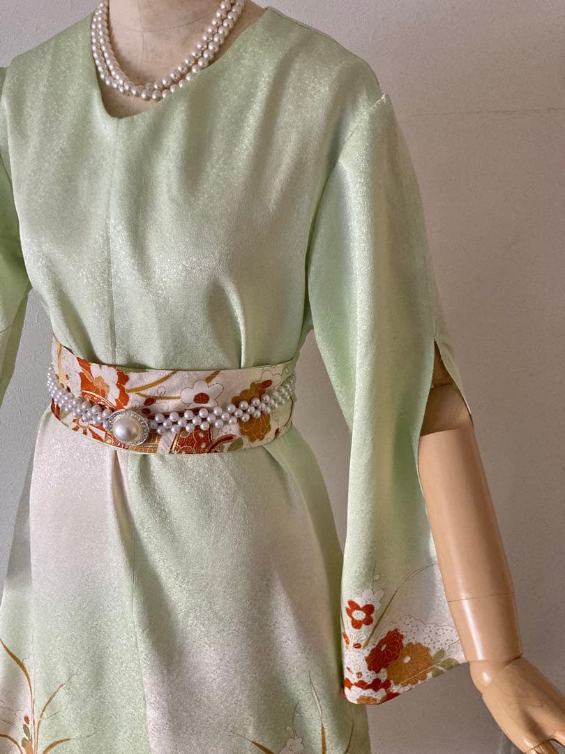 着物リメイクワンピース　M〜L