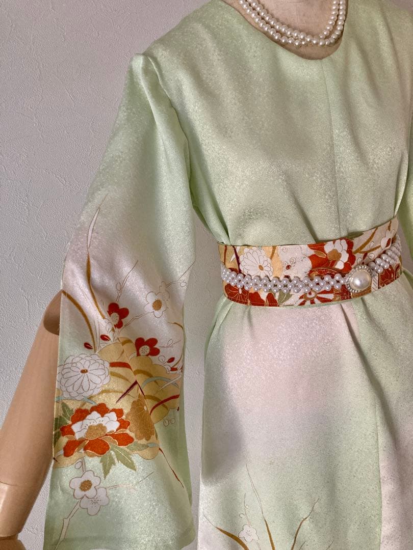 着物リメイクワンピース　M〜L