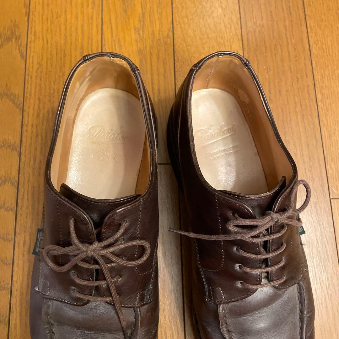 Paraboot ダークブラウン リスレザー人気シャンボード8 美品鏡面