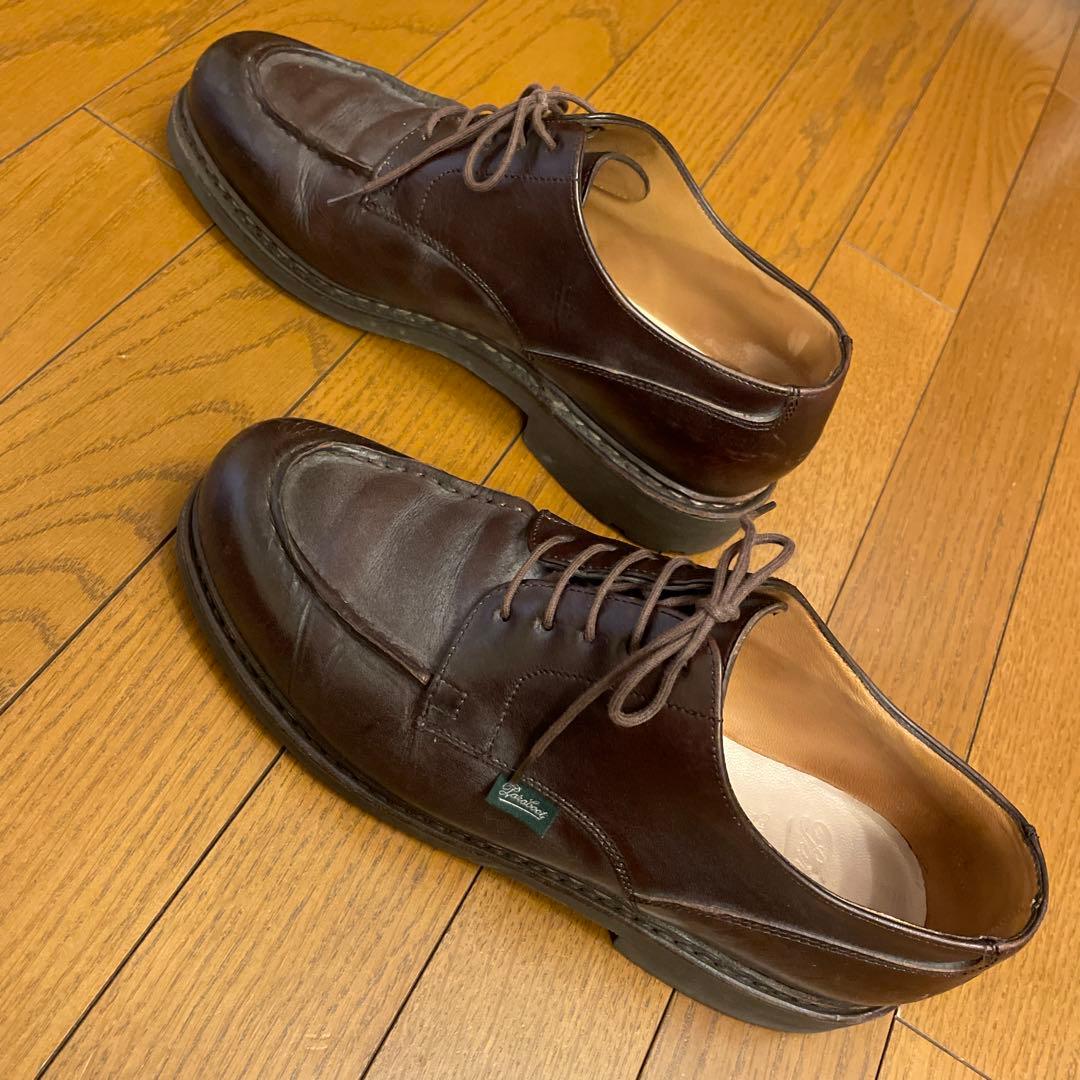 Paraboot ダークブラウン リスレザー人気シャンボード8 美品鏡面